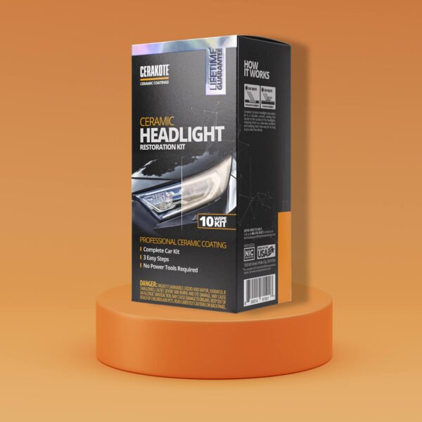 CERAKOTE® Ceramic Headlight Restoration Kit – Guaranteed To Last As Long As You Own Your Vehicle – Brings Headlights back to Like New Condition - 3 Easy Steps - No Power Tools Required