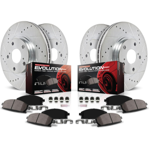 Power Stop K2164 Front and Rear Z23 Carbon-Fiber Ceramic Pads and Drilled Slotted Rotors Brake Kit For 2007-2009 Chrysler Aspen Dodge Durango | 2006 2007 2008 2009 2010-2022 Dodge Ram 1500 Classic