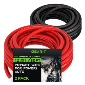 GearIT 12 Gauge Wire (50ft Each - Black/Red) Copper Clad Aluminum CCA - Primary Automotive Power/Ground for Battery Cable, Car Audio, Trailer Harness, Electrical - 100 Feet Total 12ga AWG Wire